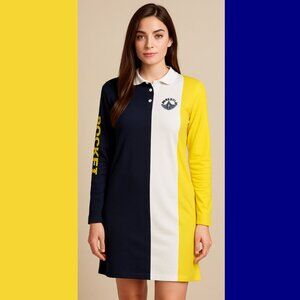 Dockers 3 Colors-Block Long Sleeve Polo Dress